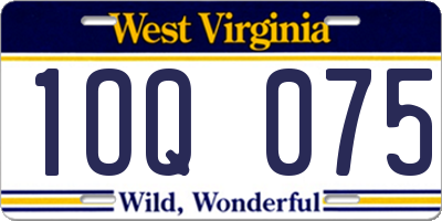 WV license plate 1OQ075