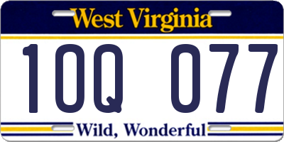 WV license plate 1OQ077
