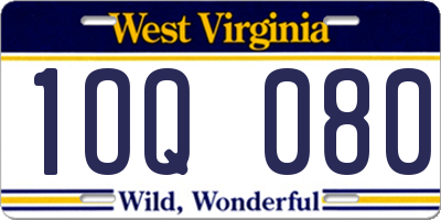 WV license plate 1OQ080