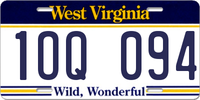 WV license plate 1OQ094