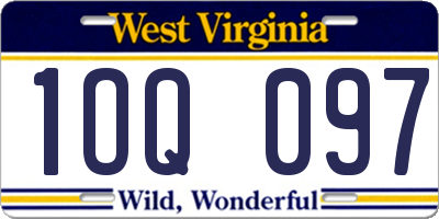 WV license plate 1OQ097