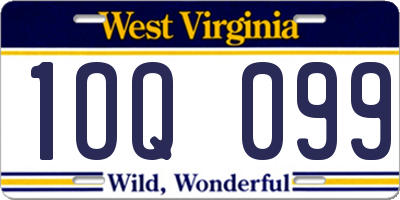 WV license plate 1OQ099