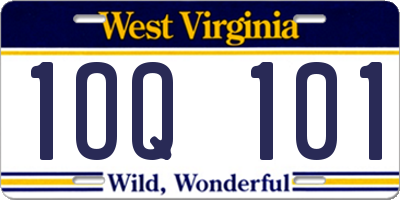 WV license plate 1OQ101