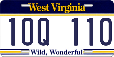 WV license plate 1OQ110