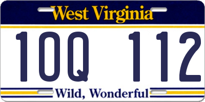 WV license plate 1OQ112