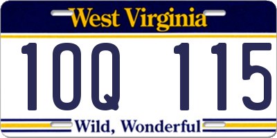 WV license plate 1OQ115