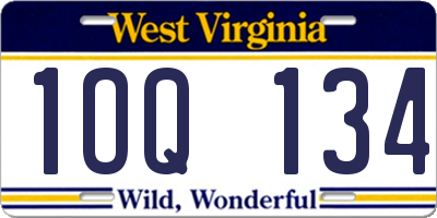 WV license plate 1OQ134