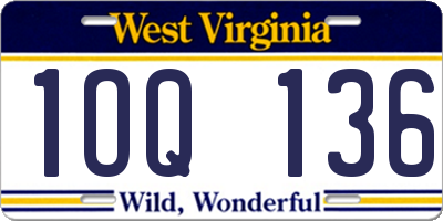 WV license plate 1OQ136