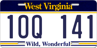 WV license plate 1OQ141