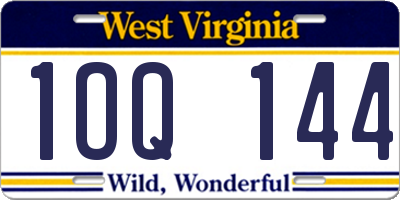 WV license plate 1OQ144