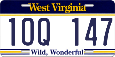 WV license plate 1OQ147
