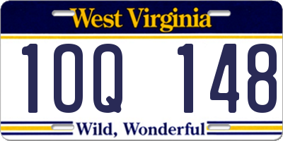 WV license plate 1OQ148