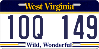 WV license plate 1OQ149