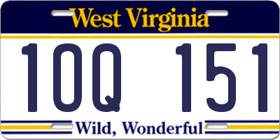 WV license plate 1OQ151