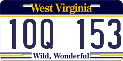 WV license plate 1OQ153