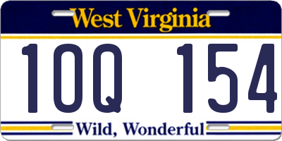 WV license plate 1OQ154