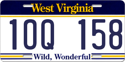 WV license plate 1OQ158