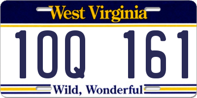 WV license plate 1OQ161