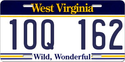 WV license plate 1OQ162