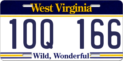WV license plate 1OQ166