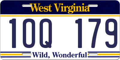 WV license plate 1OQ179