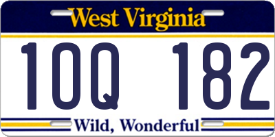WV license plate 1OQ182