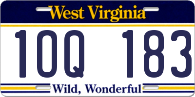 WV license plate 1OQ183