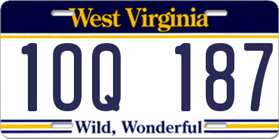 WV license plate 1OQ187