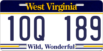 WV license plate 1OQ189