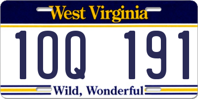 WV license plate 1OQ191
