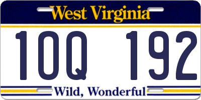 WV license plate 1OQ192