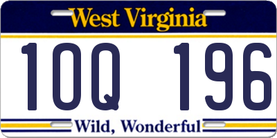 WV license plate 1OQ196