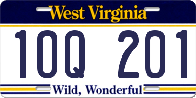 WV license plate 1OQ201