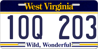 WV license plate 1OQ203