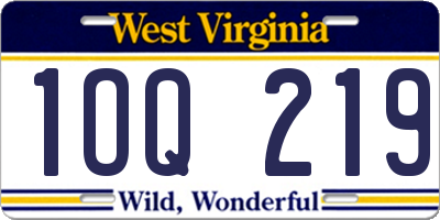 WV license plate 1OQ219