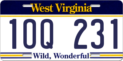 WV license plate 1OQ231