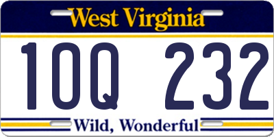 WV license plate 1OQ232