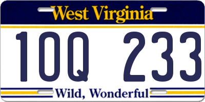 WV license plate 1OQ233