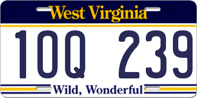 WV license plate 1OQ239