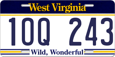 WV license plate 1OQ243