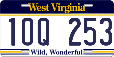 WV license plate 1OQ253