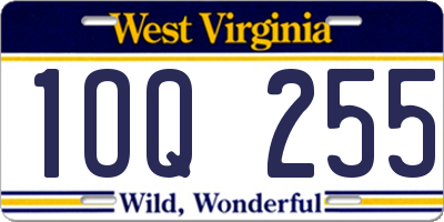 WV license plate 1OQ255