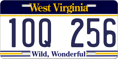 WV license plate 1OQ256
