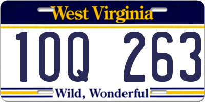 WV license plate 1OQ263