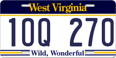 WV license plate 1OQ270
