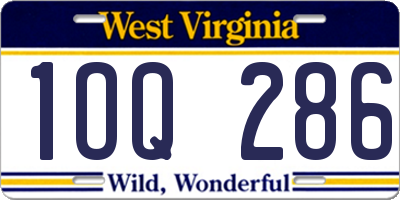 WV license plate 1OQ286