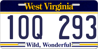 WV license plate 1OQ293