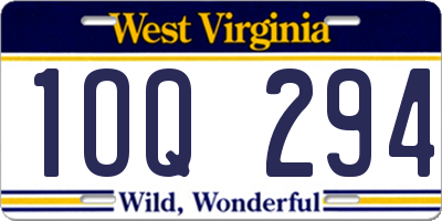 WV license plate 1OQ294