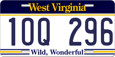 WV license plate 1OQ296