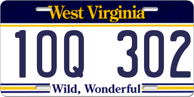 WV license plate 1OQ302